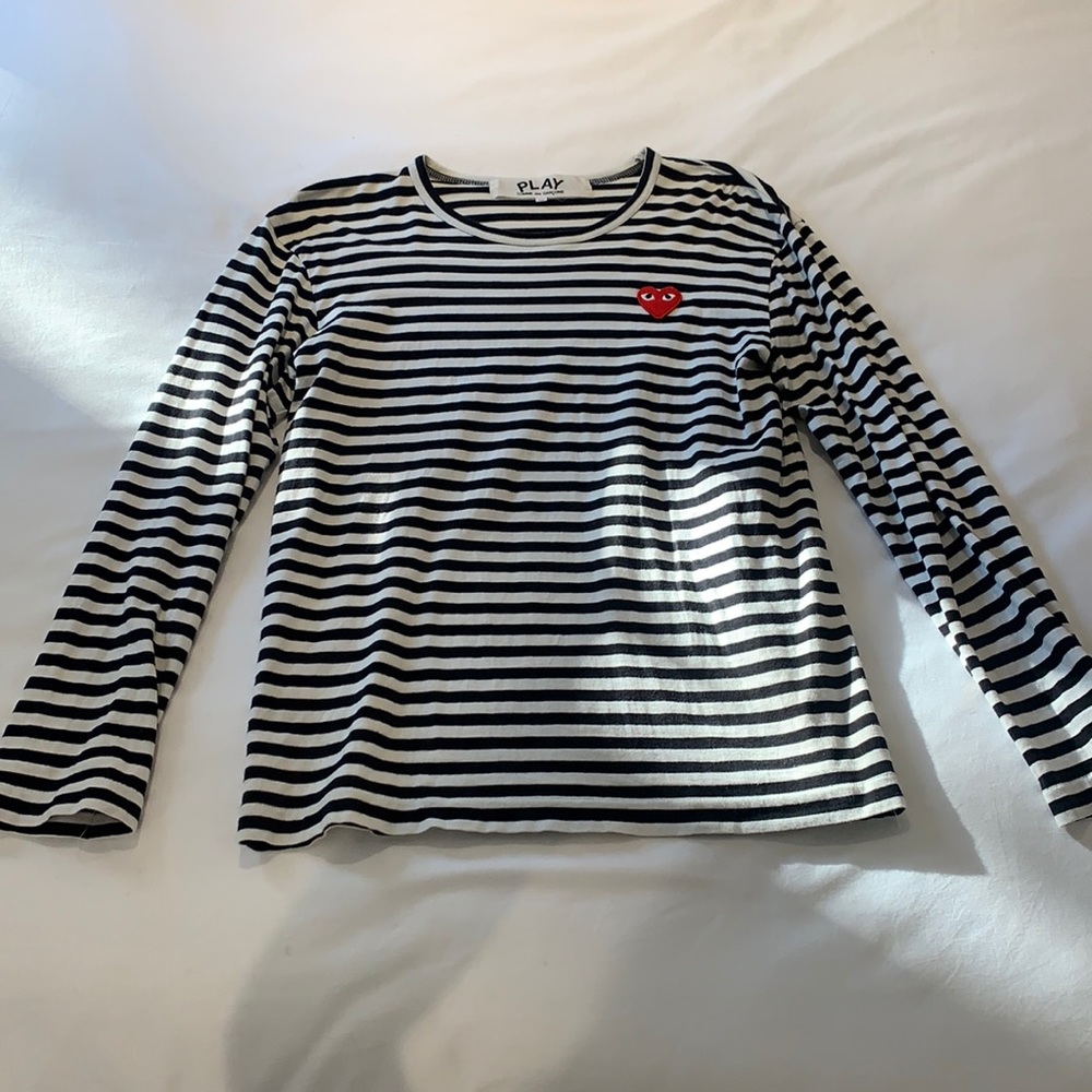 Black and white striped PLAY tee